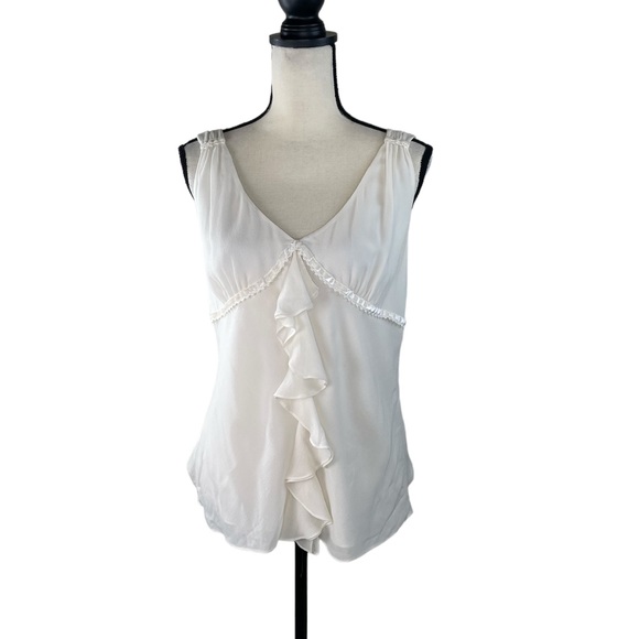 Dana Buchman Tops - Dana Buchman sleeveless silk ruffle front blouse size 12